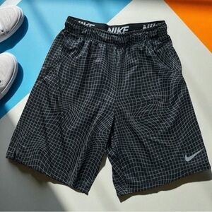 Nike Men's Black and White Grid Athletic Shorts